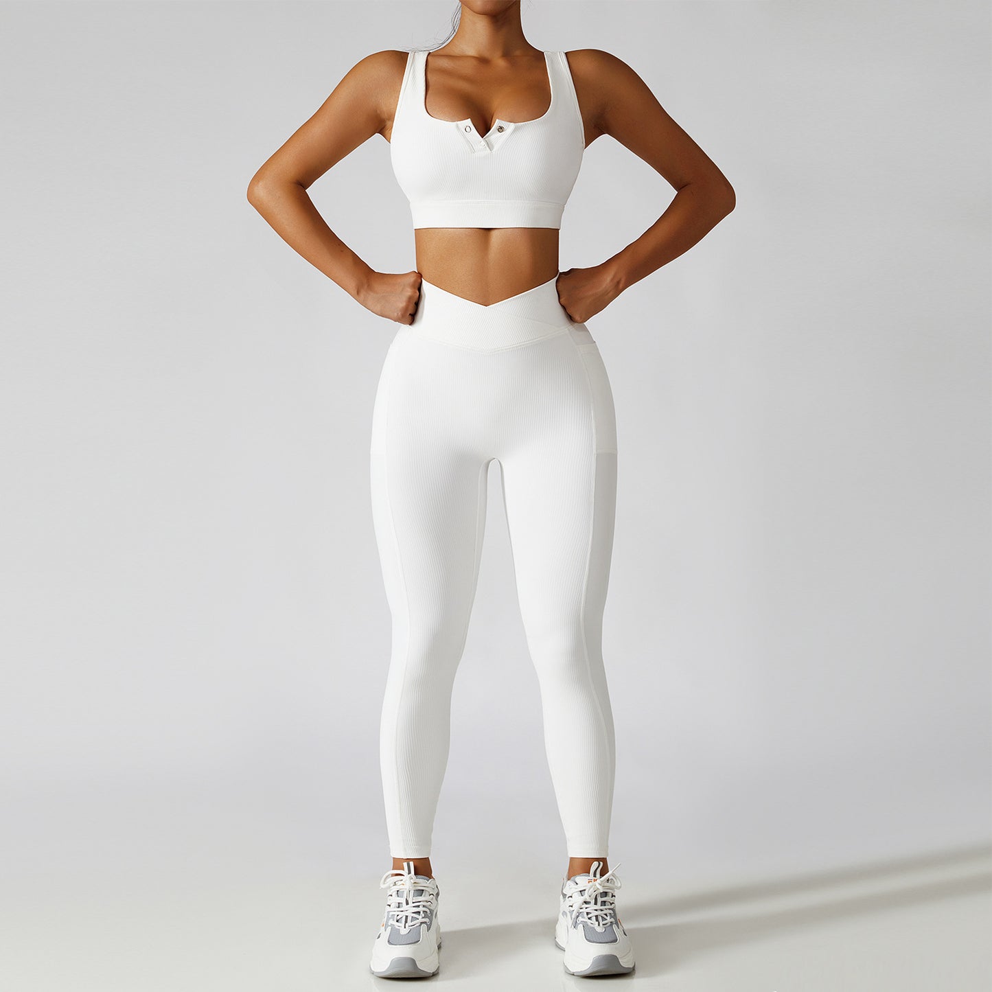 2 Pcs Ribbed Yoga Set