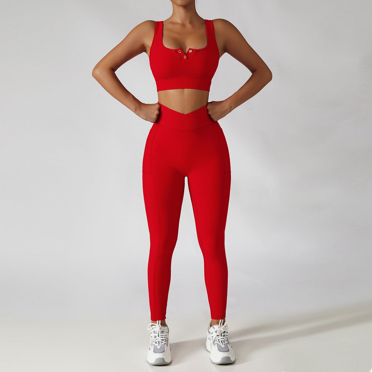 2 Pcs Ribbed Yoga Set