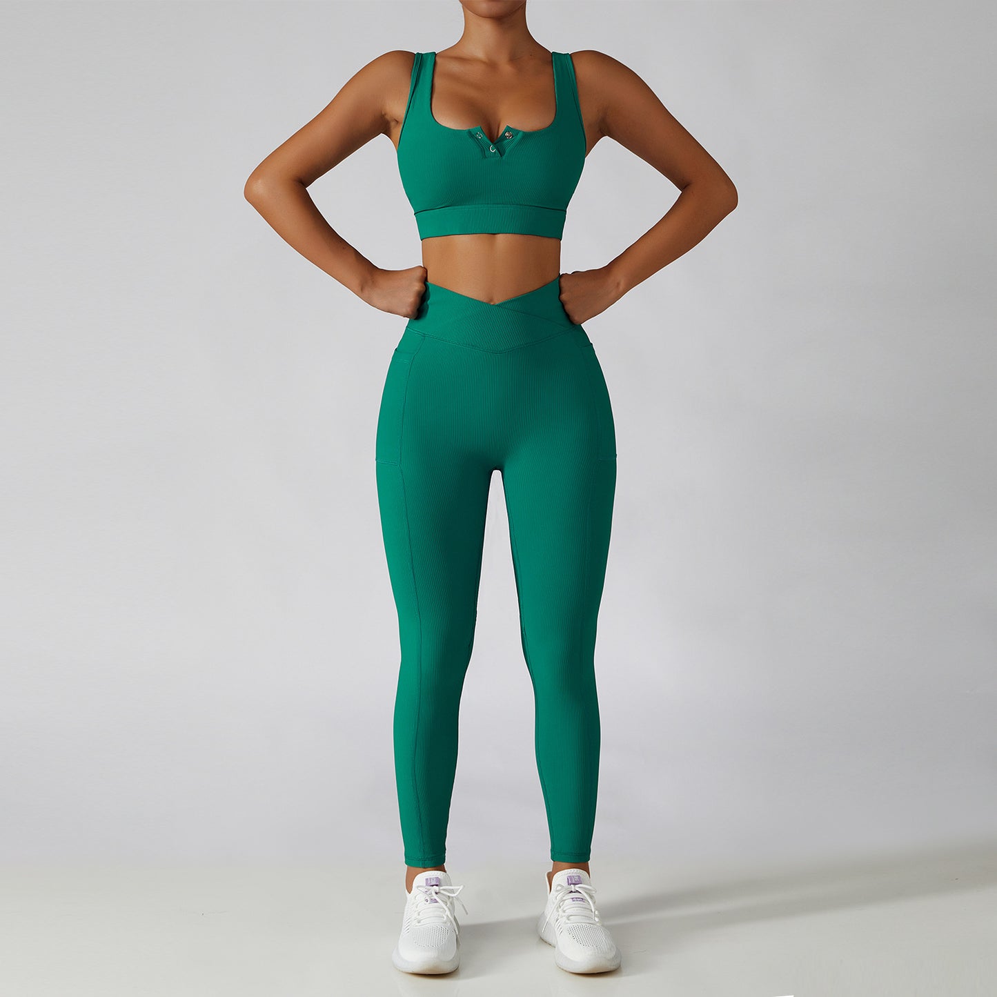 2 Pcs Ribbed Yoga Set